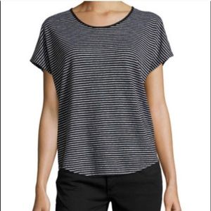 Vince striped short sleeve linen tee small